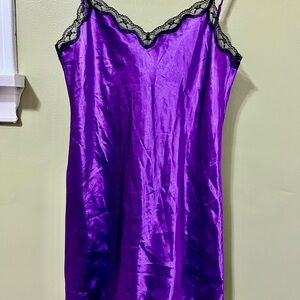 Jessica Satin Chemise with Black Lace